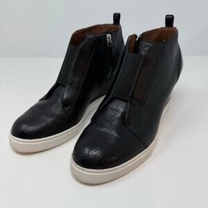 Linea Paolo Platform Wedges Women's 7 Black Leather Felicia Booties EUC